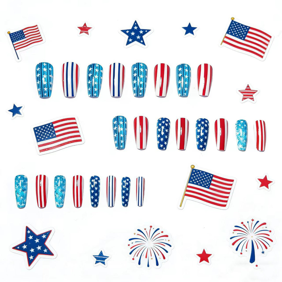 Artificial nails with patriotic stars and stripes design Stornfield