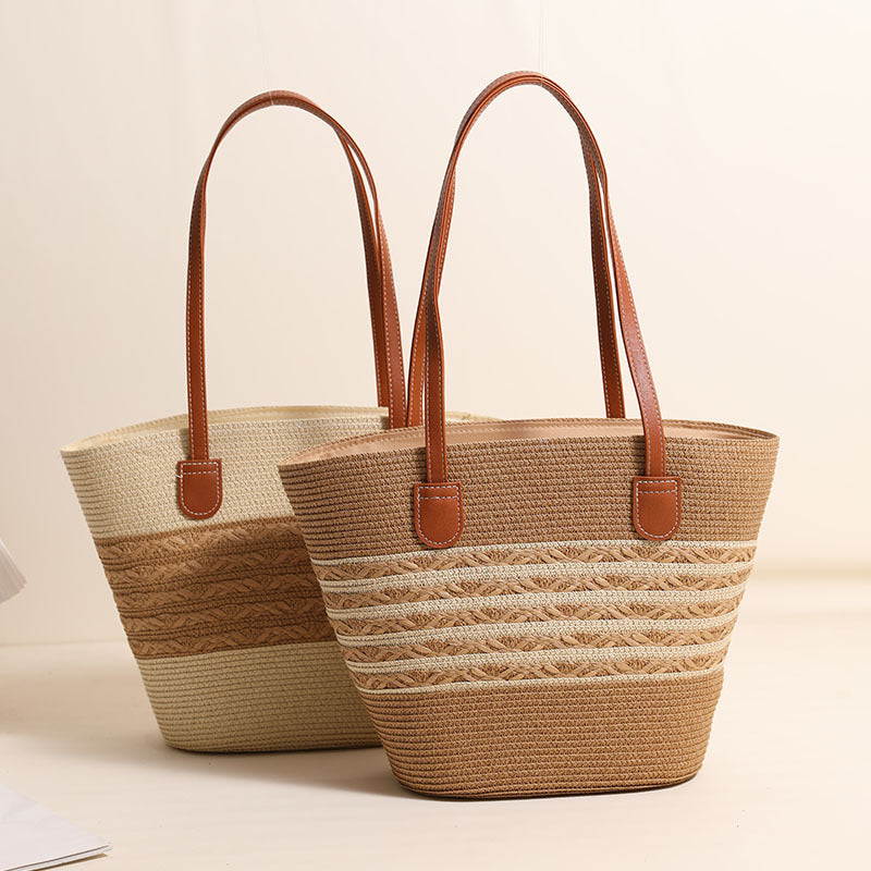 Elegant Bast Tote Bag with Leather Accents Stornfield
