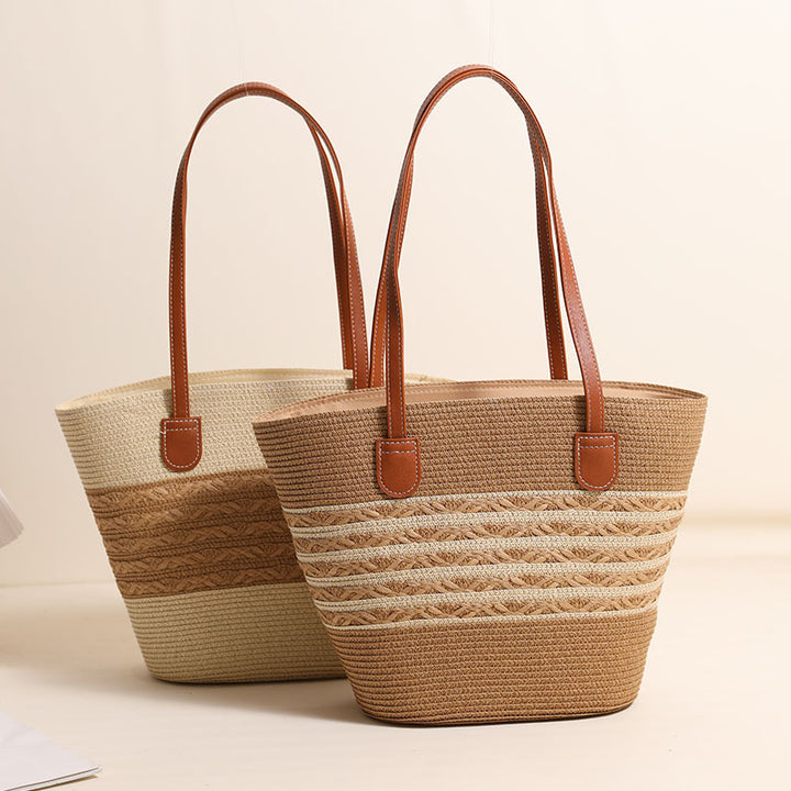 Elegant Bast Tote Bag with Leather Accents Stornfield
