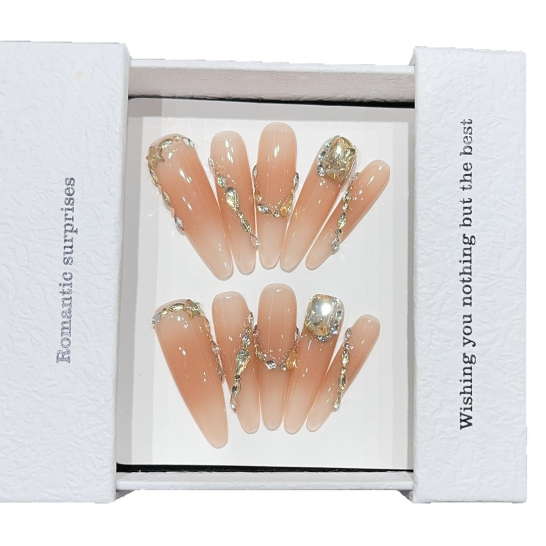 Artificial nails with Romantic Glamour Design Stornfield