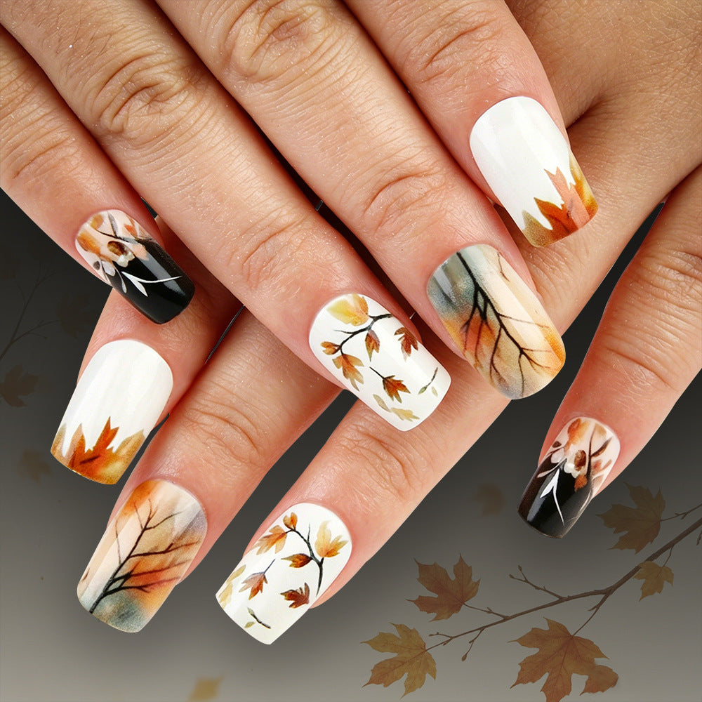 Artistic Fall-Themed Press-On Nails Stornfield