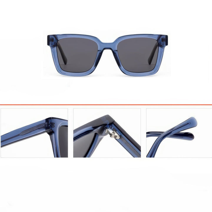Ladies' Fashionable Square Sunglasses with Transparent Plastic Frame and Polarized Lenses Stornfield