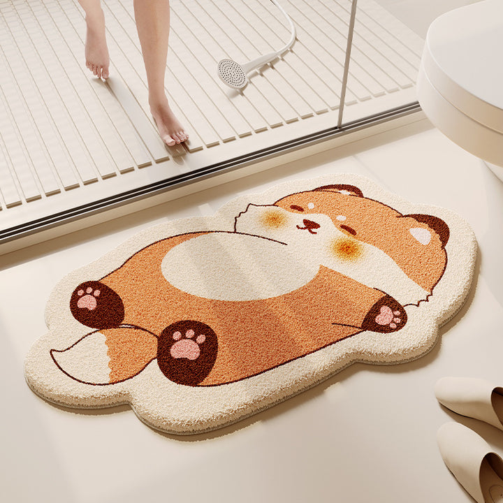 Cartoon Dog-Themed Plush Bath Mat
