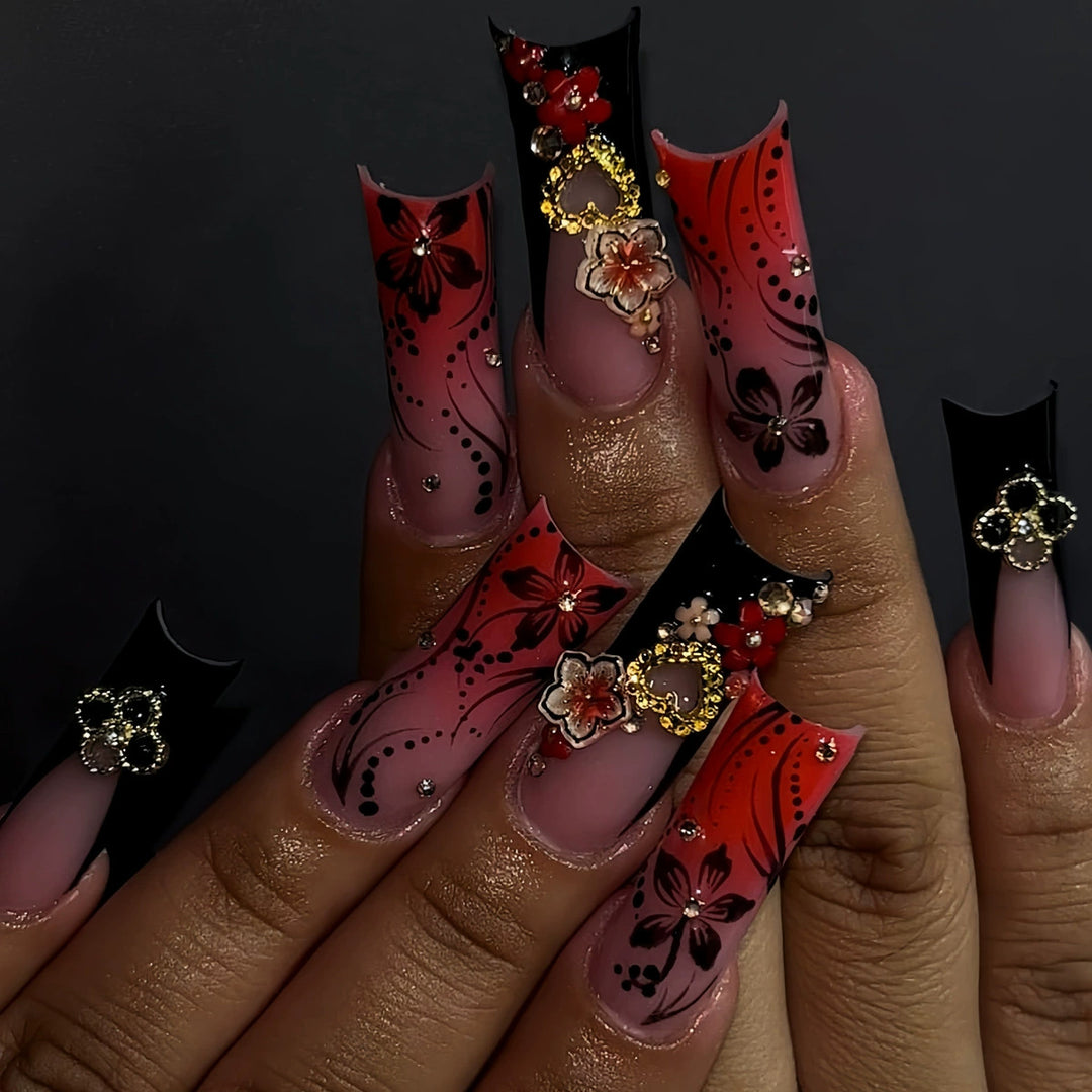 Decorative Long Press-On Nail Extensions Stornfield