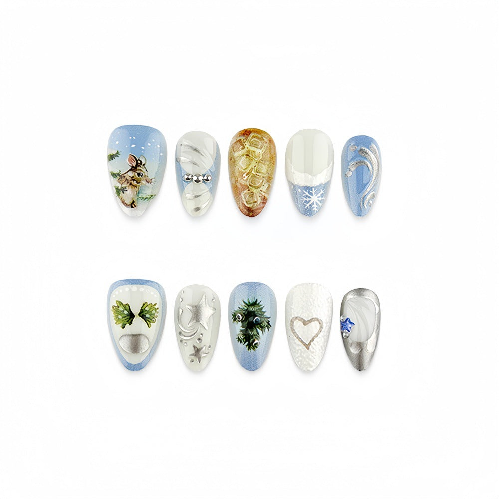 Artificial nails with festive winter motifs Stornfield