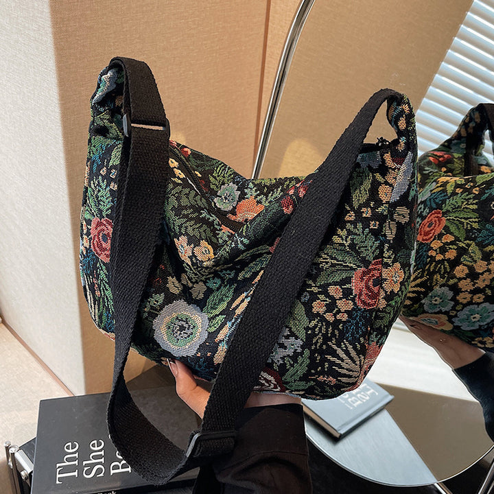 Floral Patterned Canvas Shoulder Bag