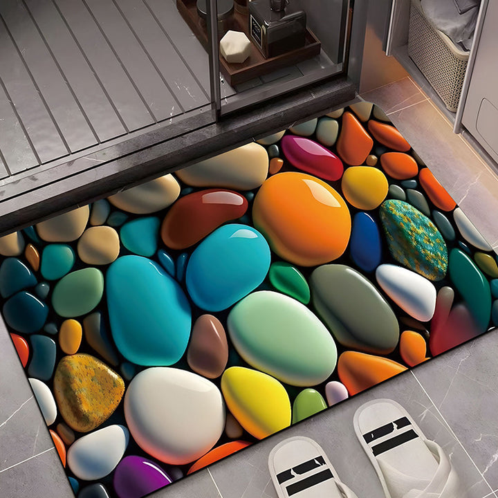 Artistic 3D Gemstone-Themed Bath Mat