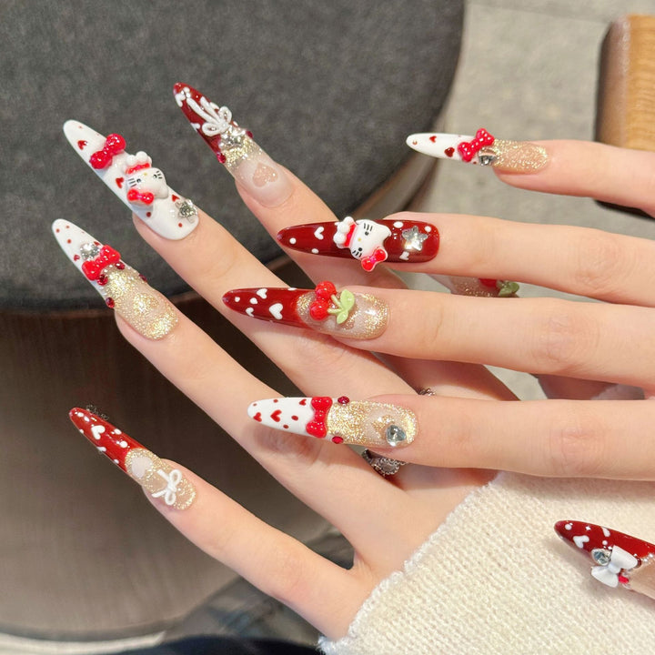 Decorative 3D Character Press-On Nail Art Set