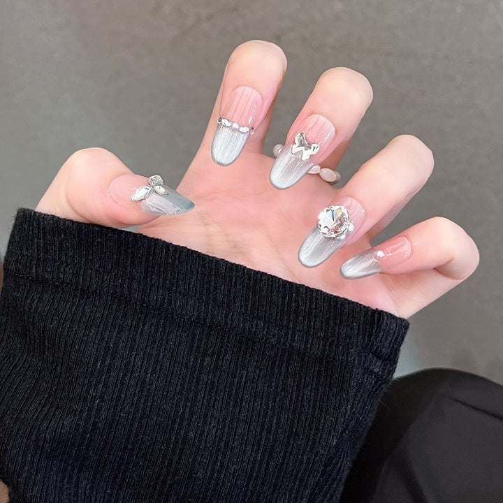Elegant 3D-Embellished Press-On Nail Art Stornfield