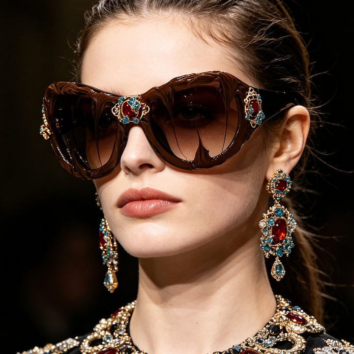 Ladies extravagant sunglasses with floral crystal embellishments Stornfield
