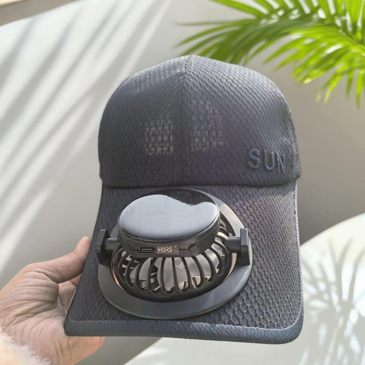 Ventilated baseball cap with detachable rechargeable fan Stornfield