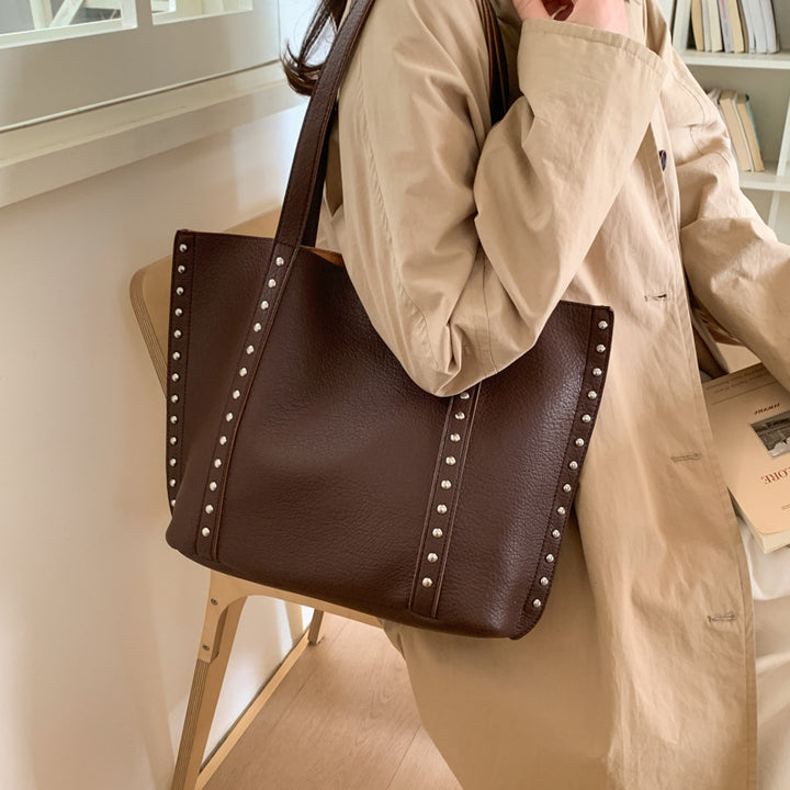 Stylish Studded Leather Tote Bag