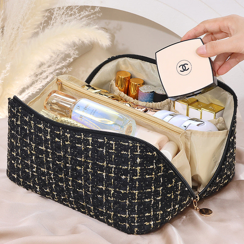 Cosmetic Organizer Bag with Luxurious Interior Layout and Elegant Fabric Design Stornfield