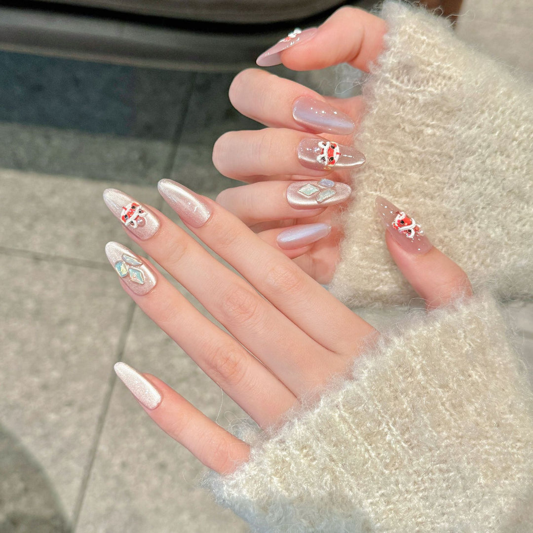 Decorative Press-On Nail Art Set with Elegant Floral Designs