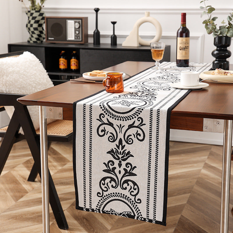 longer lighter ornamental scarf with floral jacquard structure