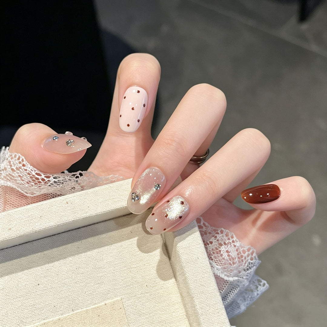 Premium Rhinestone-Embellished Press-On Nail Art Stornfield