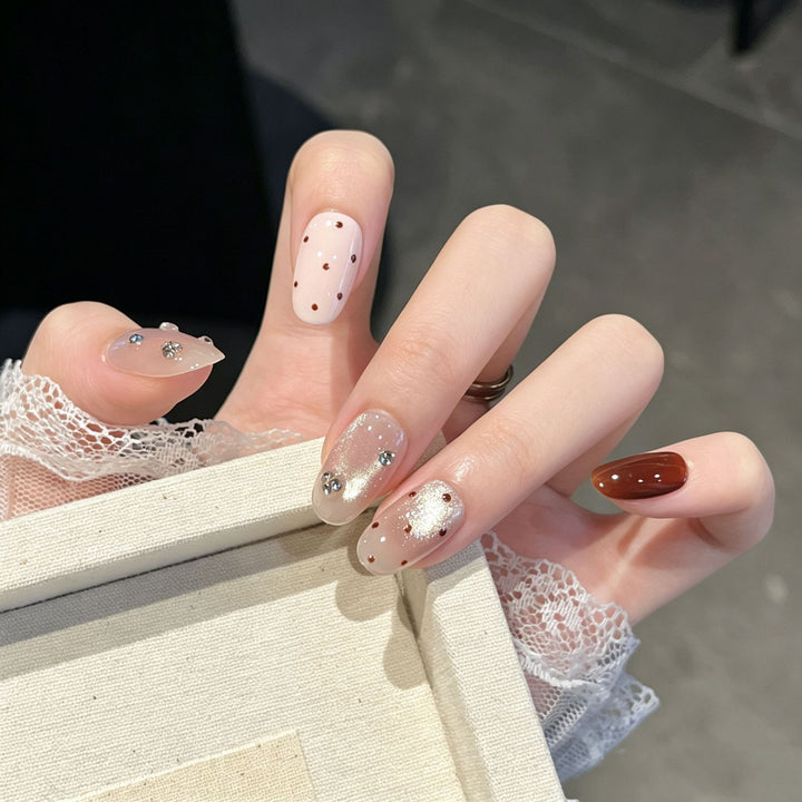 Premium Rhinestone-Embellished Press-On Nail Art Stornfield