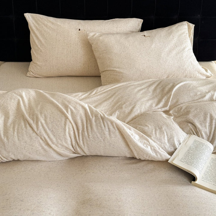 Linen-Blend Duvet Cover Set with Deep-Pocket Fitted Sheet