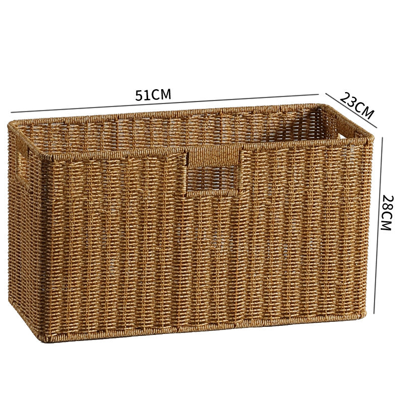 Handwoven Rectangular Storage Bin with Cutout Handles Stornfield