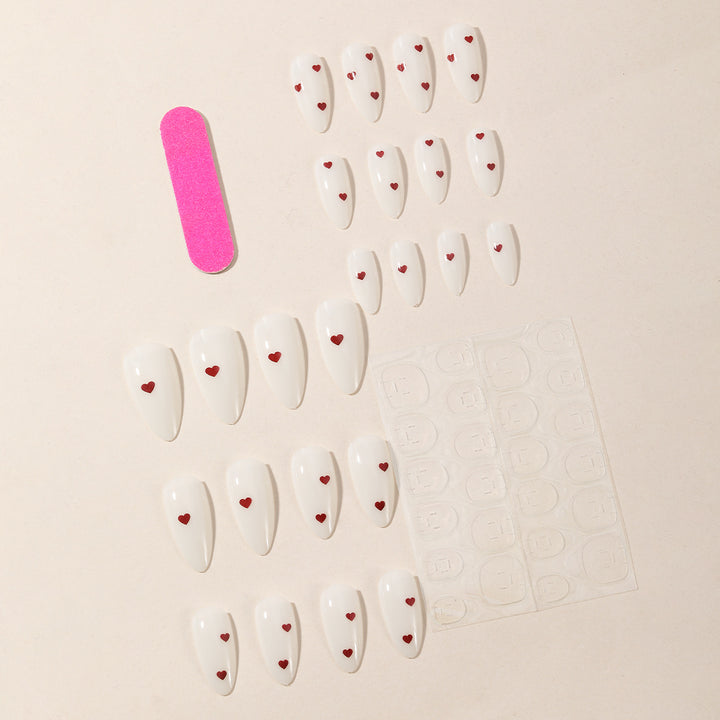 Romantic Heart-Accent Gel Nail Art Extensions Stornfield