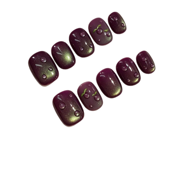 Decorative Press-On Nail Art Set with 3D Accents
