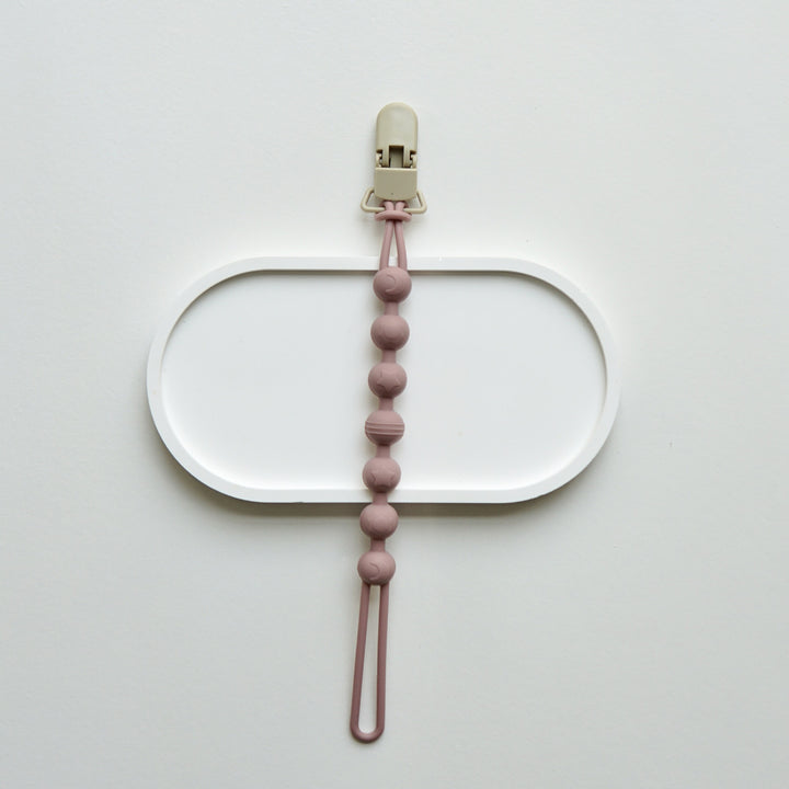 Silicone Beaded Pacifier Clip with Wooden Safety Clamp