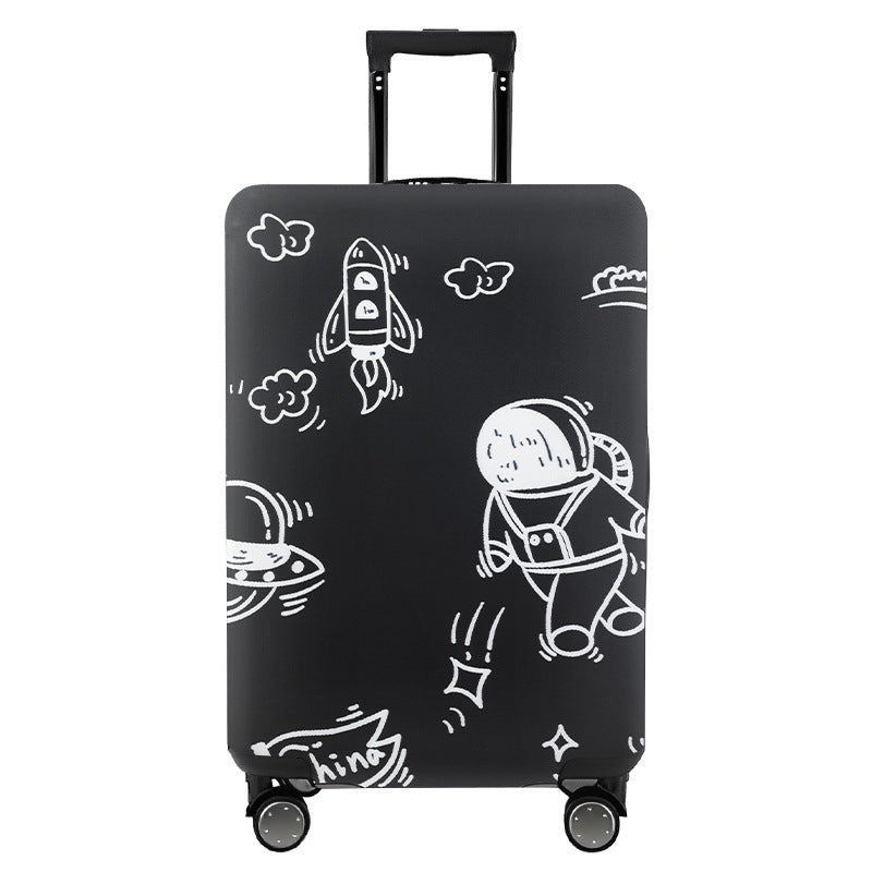 Unisex nan elastic motif suitcase cover made of stretchable polyester with handle and wheel openings Stornfield