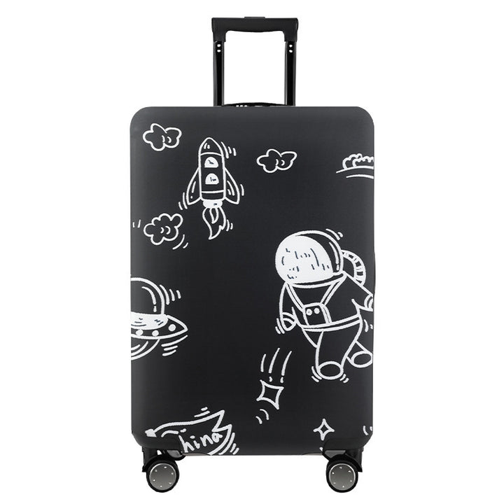 Unisex nan elastic motif suitcase cover made of stretchable polyester with handle and wheel openings Stornfield