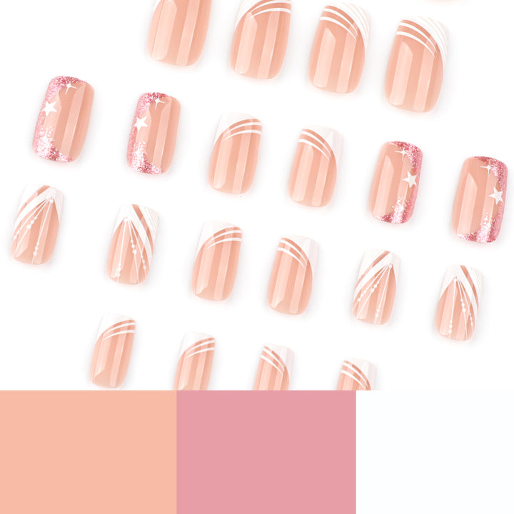Artful Nail Extensions with Glitter and Star Design Stornfield