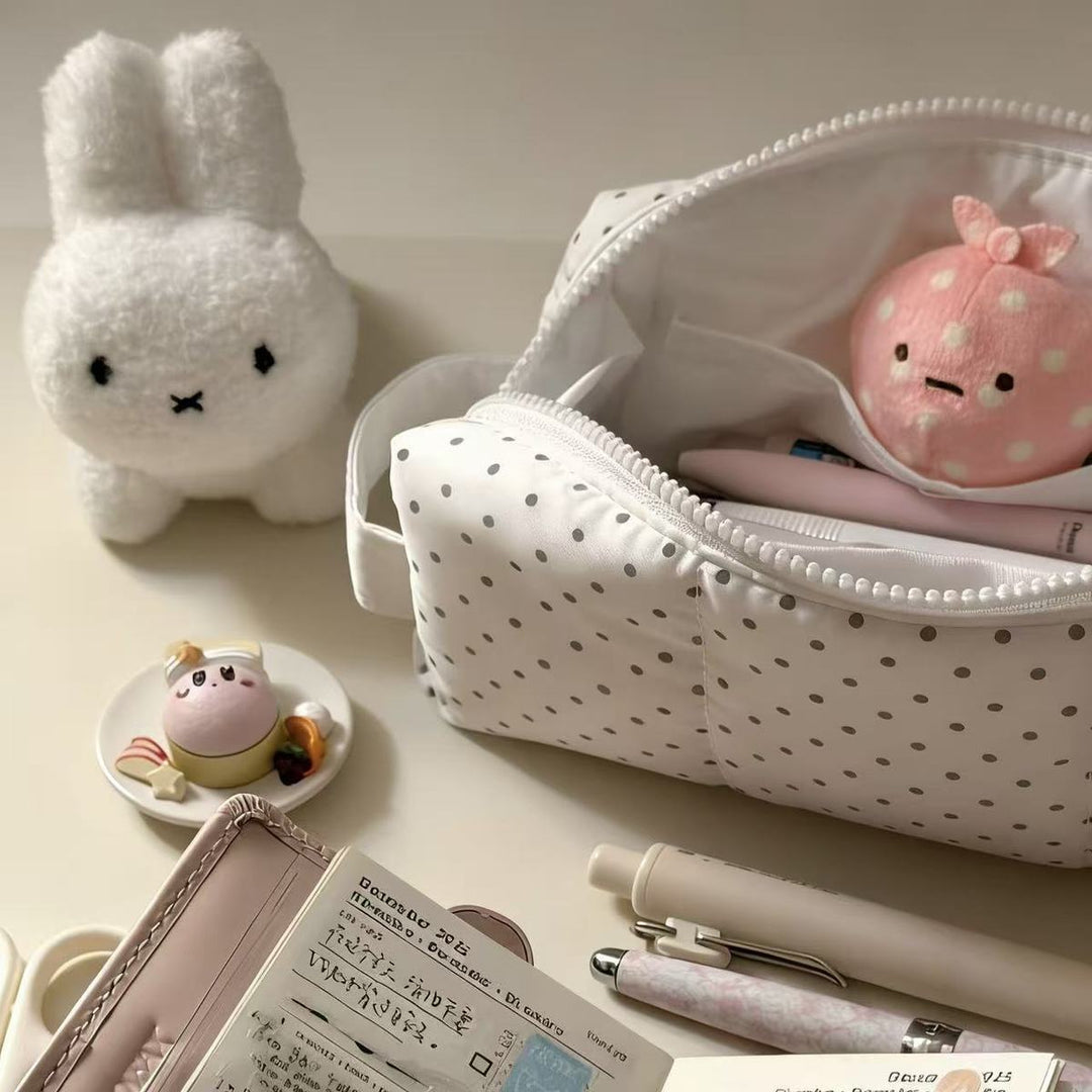 Quilted Polka Dot Shaped Pouch