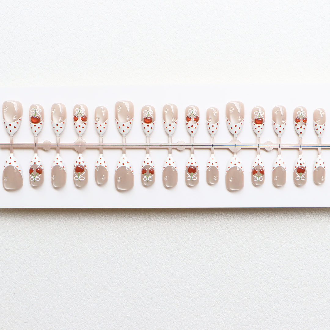 Charming Cherry-Themed Press-On Nail Set Stornfield