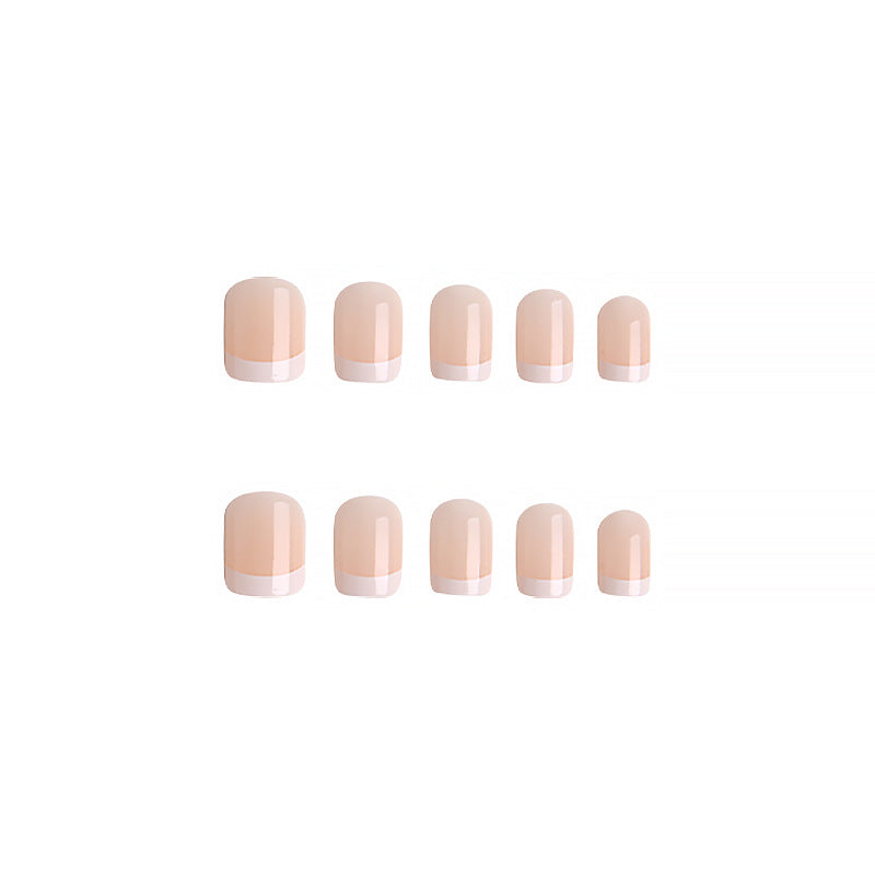 Artificial nail set with elegant French tips and natural shine Stornfield
