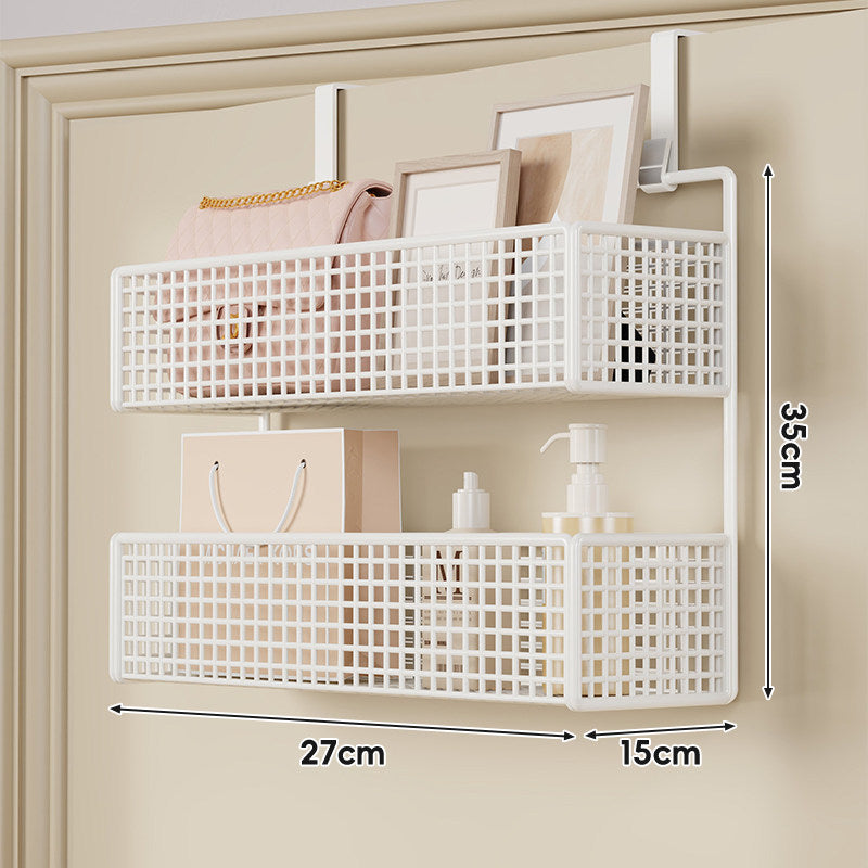 Over-Door Double-Tier Grid Hanging Storage Basket