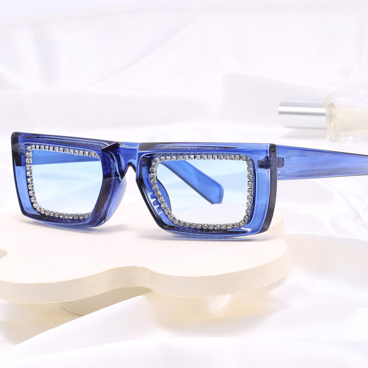 Women extravagant square sunglasses with glittering frame Stornfield