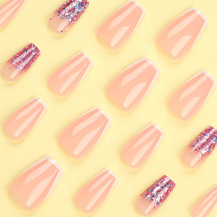 Glamorous glitter nails with elegant French tip design Stornfield
