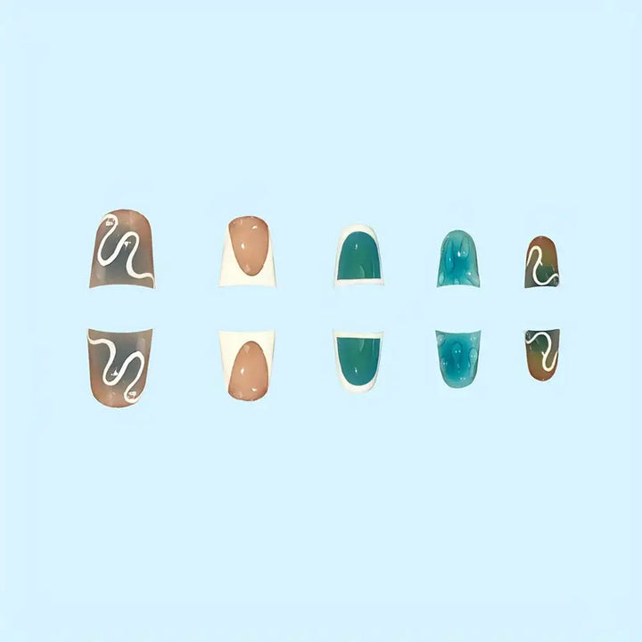 Artistic Abstract Press-On Nail Design Stornfield