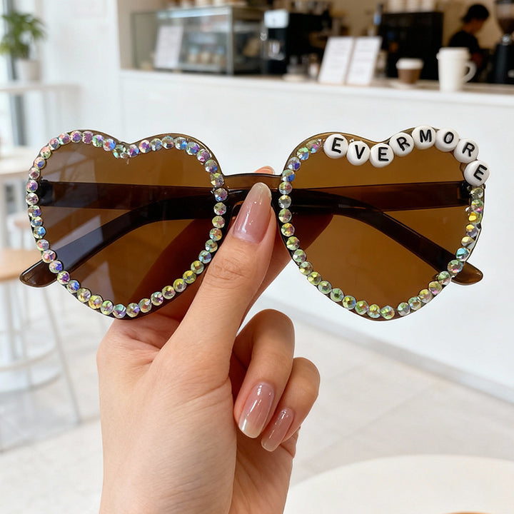Heart-Shaped Rhinestone-Embellished Sunglasses Stornfield 1787141205