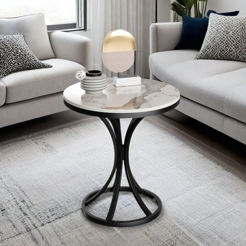 Modern Round Accent Table with Sleek Metal Base Stornfield