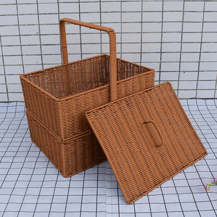 Multi-Functional Woven Storage Basket with Lid Stornfield