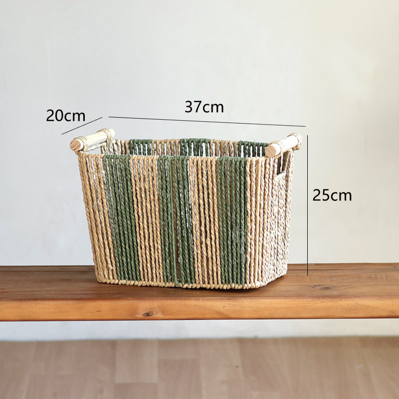 Handcrafted storage basket with natural fiber Stornfield