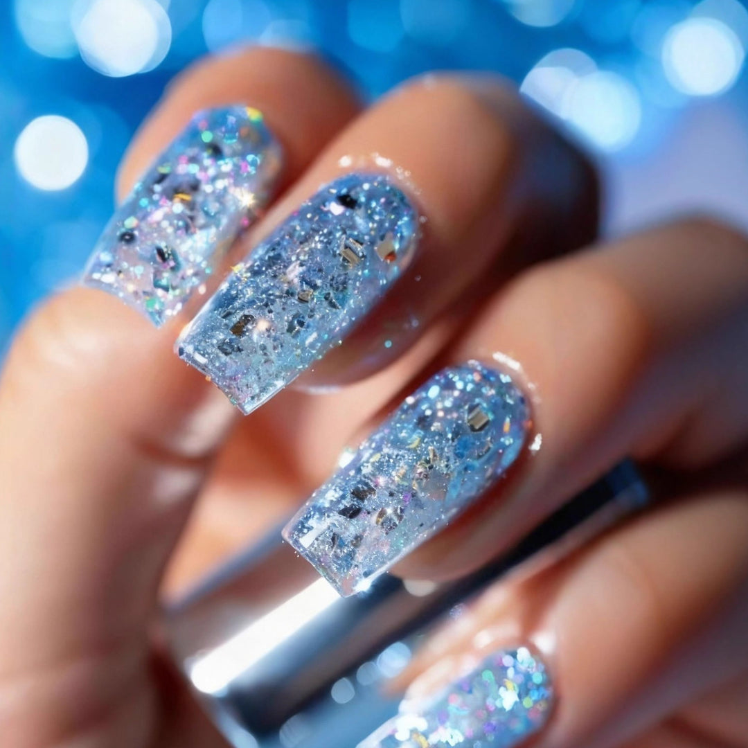 Glamorous artificial nails with exciting glitter effect Stornfield