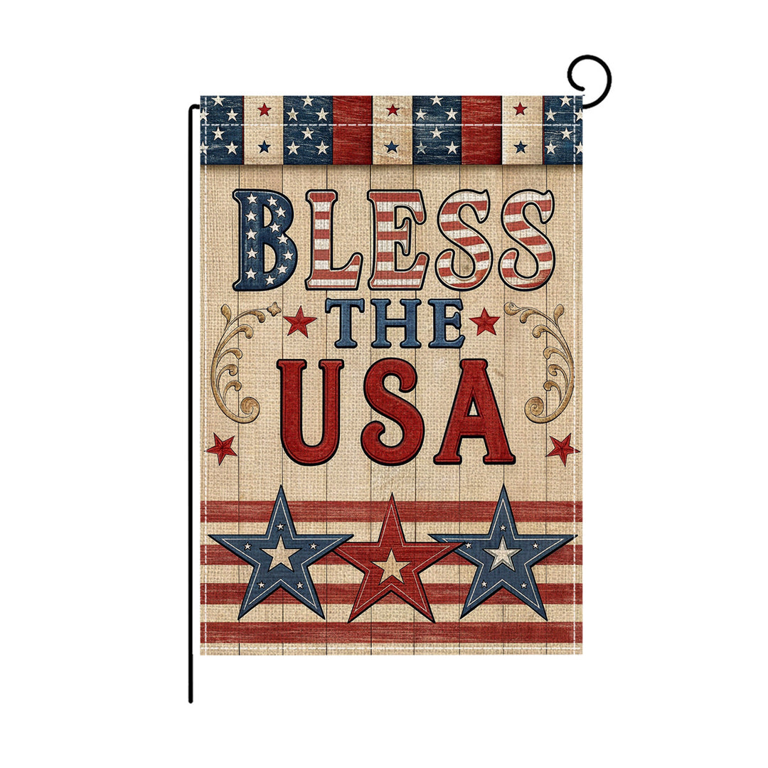 Patriotic Mason Jar Floral Burlap-Texture Outdoor Garden Flag