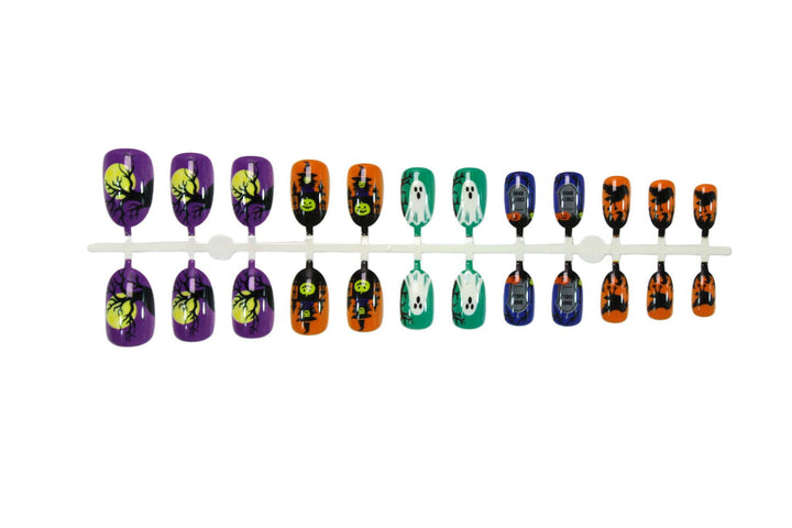 Halloween Artificial Nail Set with Spooky Ghost, Pumpkin, and Spider Pattern Stornfield