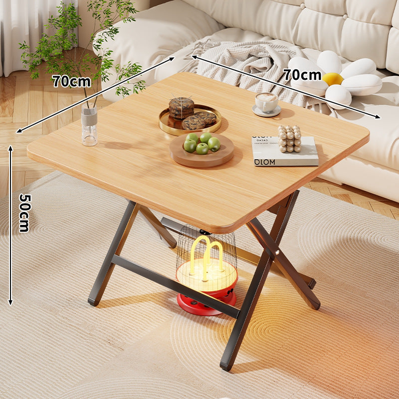 Foldable Square Coffee and Side Table with Marble-Effect Top and Collapsible X-Leg Frame