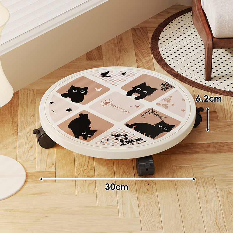 Decorative Round Plant Caster Dolly with Lockable Swivel Wheels