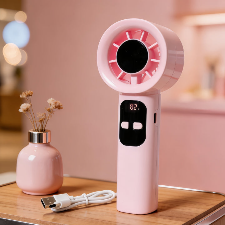 Ladies Portable Hand Fan with LCD Display and USB Connection Stornfield