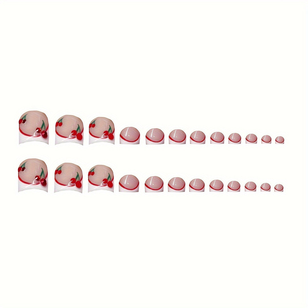 Decorative Cherry-Themed Press-On Nails Stornfield