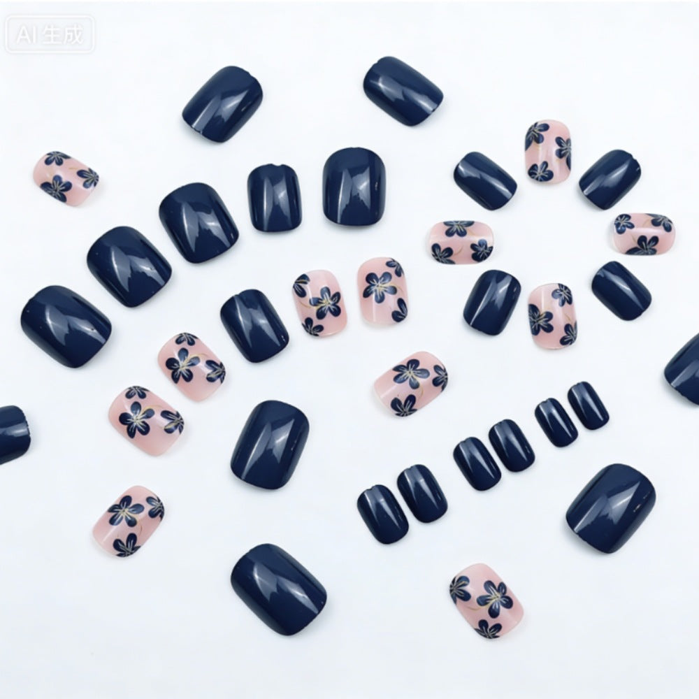 Artificial nails with floral design and elegant shine Stornfield