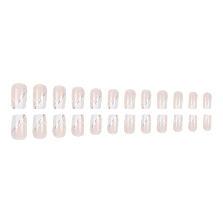 Elegant French Tip Press-On Nails with Sparkling Accents Stornfield