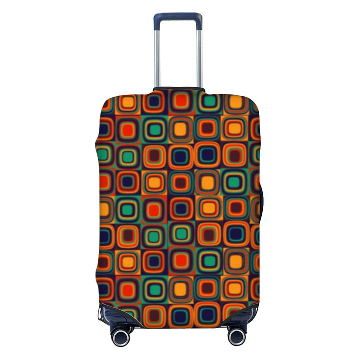 Unisex nan elastic luggage cover with geometric design, stretchable polyester-spandex fabric, zipper opening and non-slip inner securement for trolley Stornfield